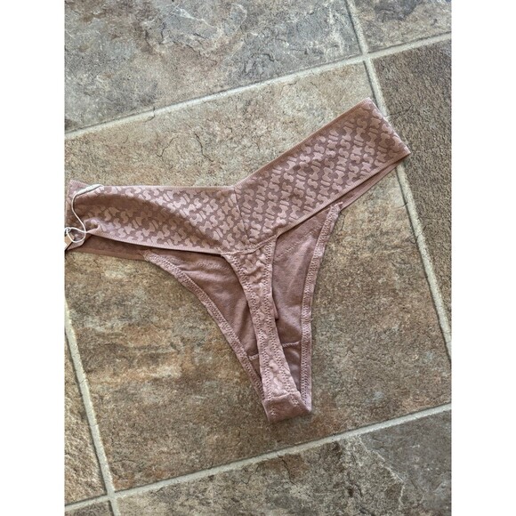 Skims Mesh Logo Thong Sienna Size XS - Picture 5 of 7